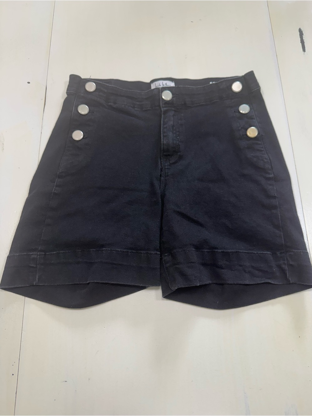 Nicole Miller New York Soho High Rise Sailor Button Denim Shorts (Size 4)